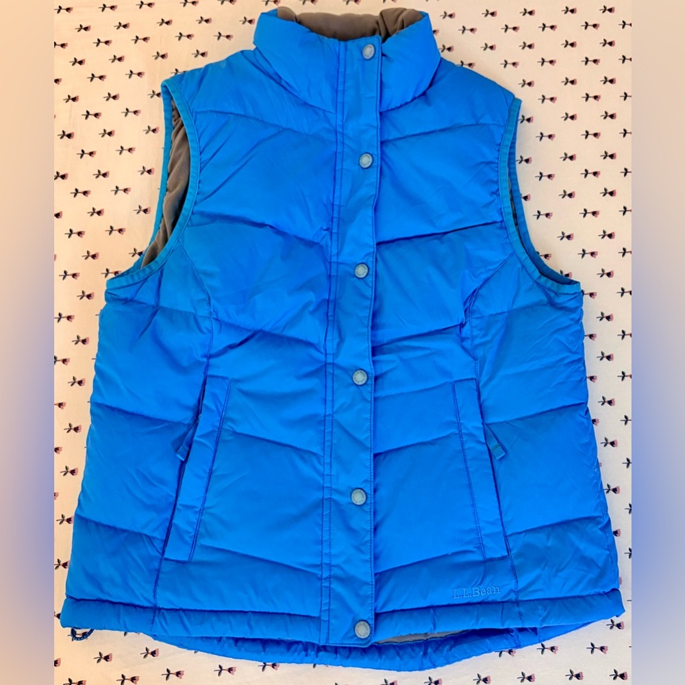 Bundle of LL Bean Goose Down Vests - Women’s M - Blue and Red
